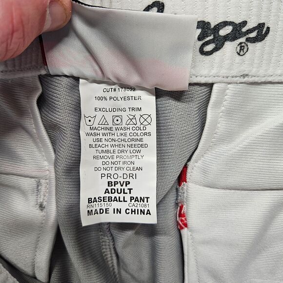 Rawlings Baseball Pant Adult Size Medium Gray Red Pro Dri - Picture 10 of 12